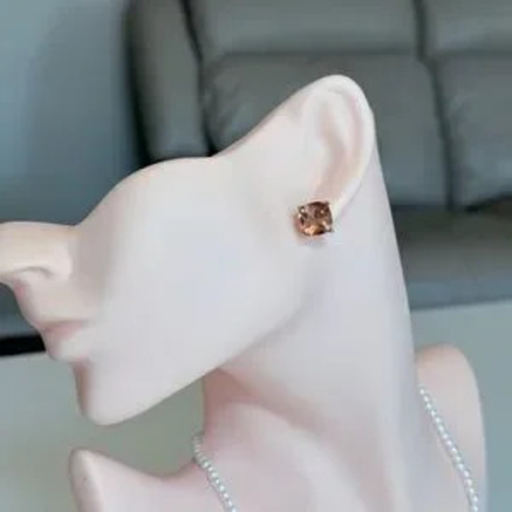 Champagn Pink Cushion-Cut Stud Earrings